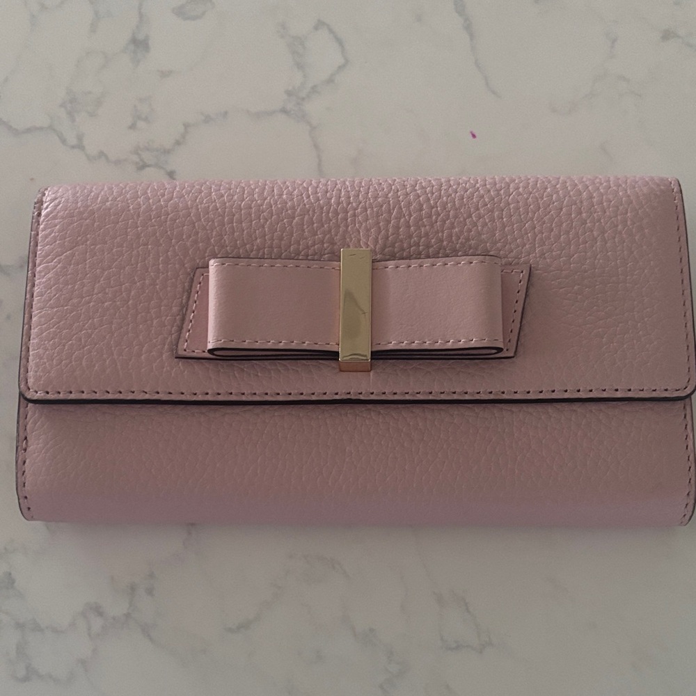 Kate Spade Pink Leather Clutch with Bow Accent